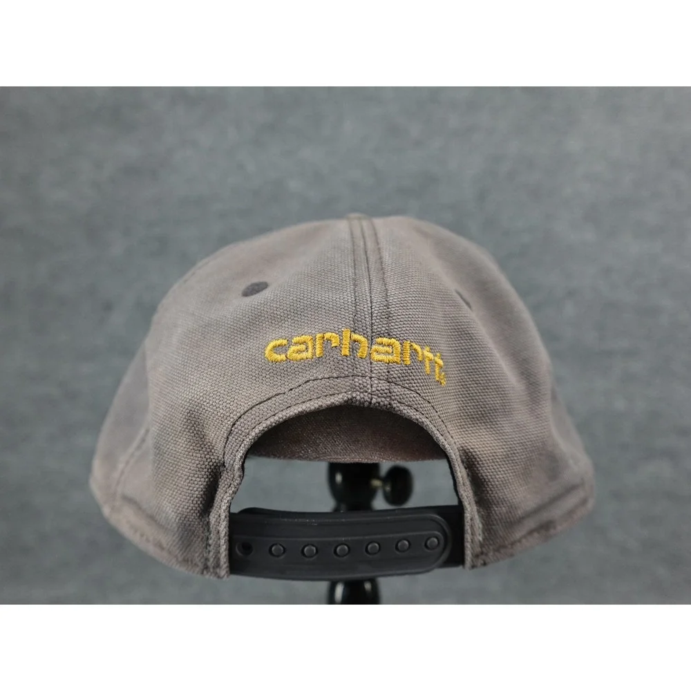 Carhartt Snapback Hat Mens OSFM Gray Faded Canvas Workwear Logo Cap